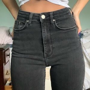 Super high rise black skinny jeans